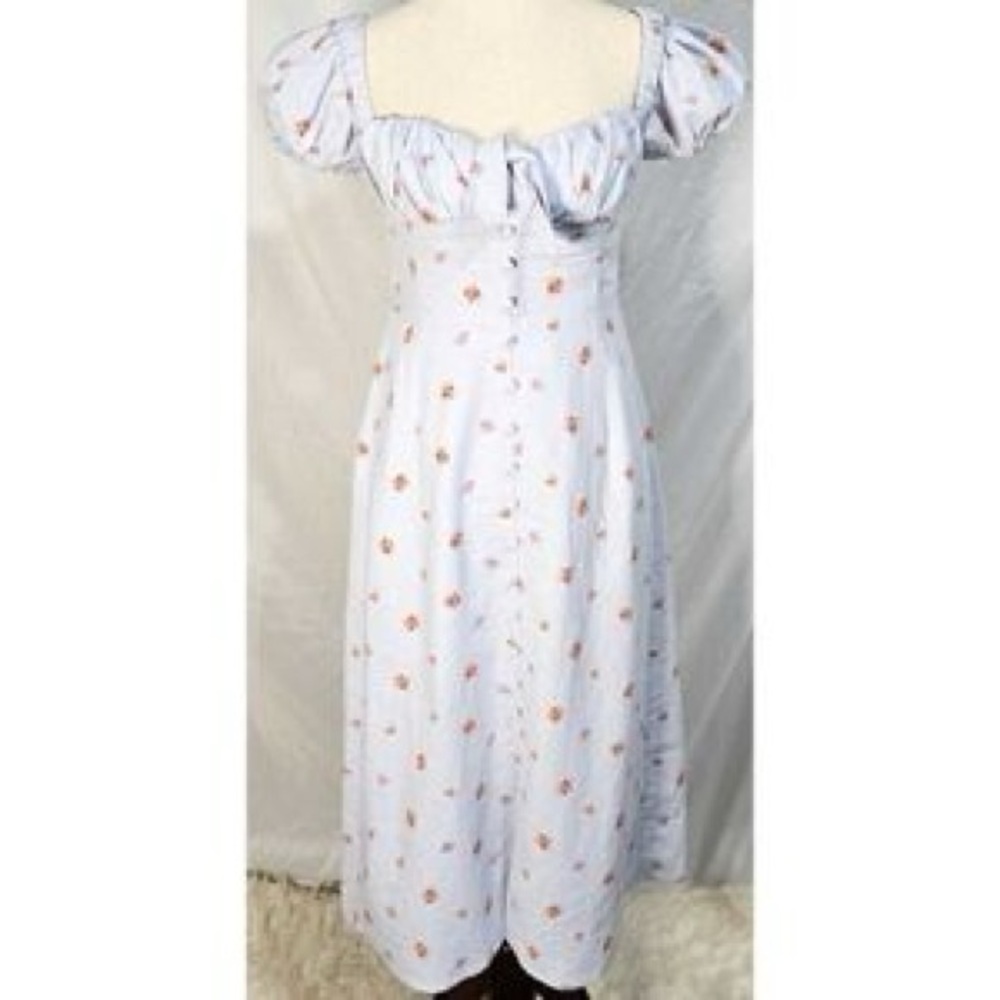 Altard State Light blue floral puff sleeve midi dress,XS